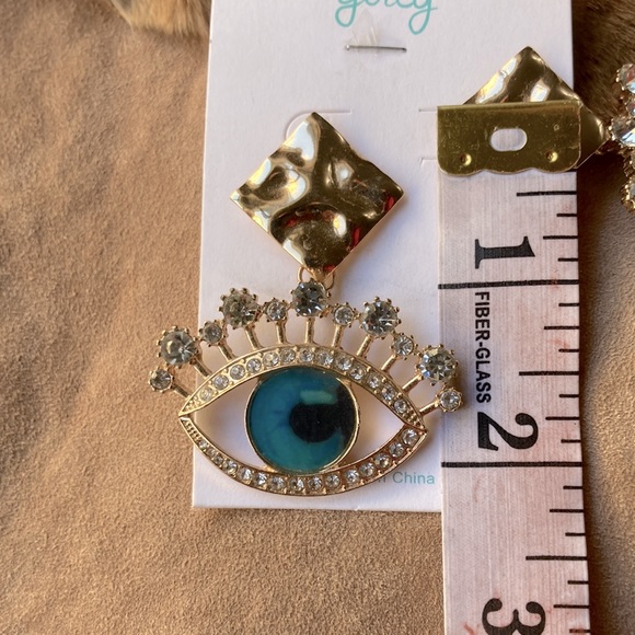 Large Rhinestone Eye Earrings - Picture 3 of 6